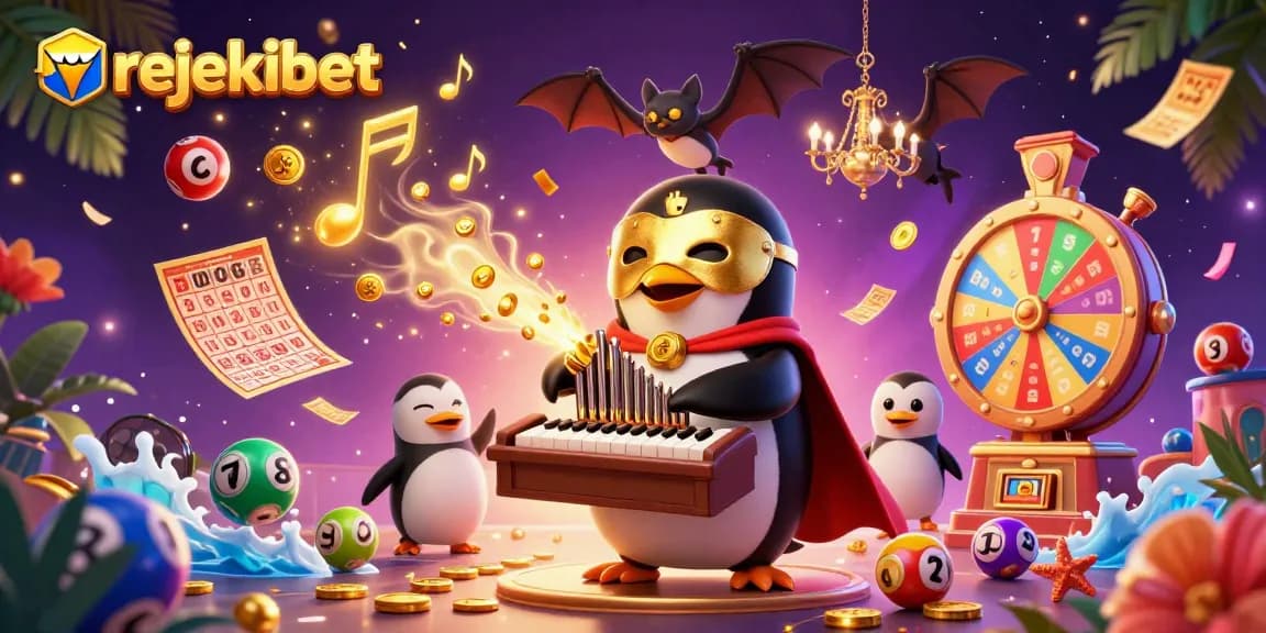 Experience the thrill of rejekibet with vibrant slot-themed elements in this 3D casino scene.