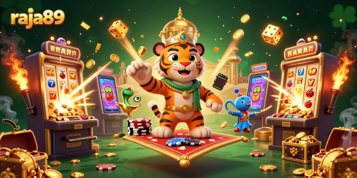 Experience the excitement of raja89 with a vibrant slot-themed Arabian Nights scene.