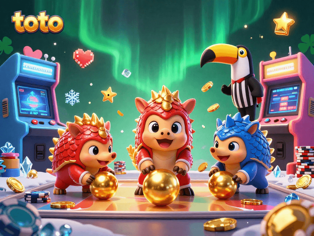 Rival pangolins bermain toto dengan poker chips dalam festival kasino yang meriah.