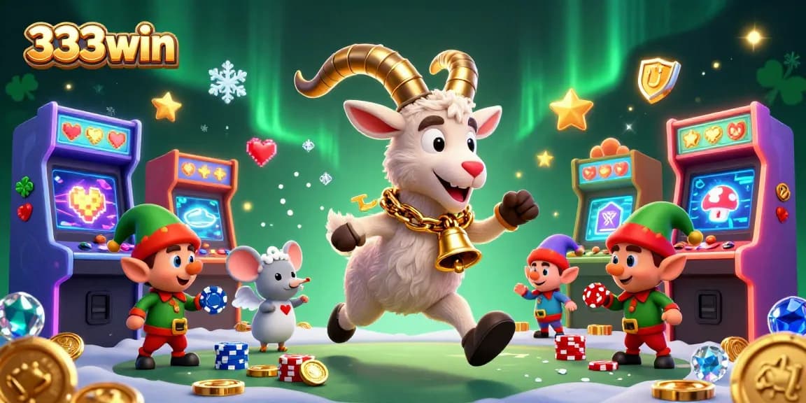Engage in thrilling casino action with 333win, featuring lively characters in a vibrant casino scene.