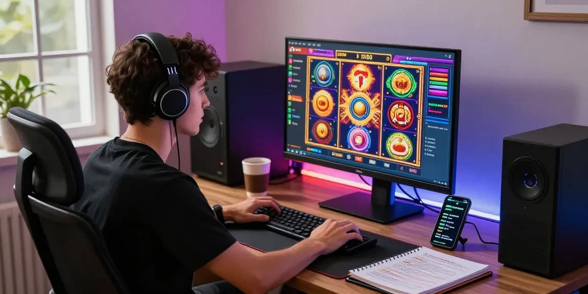 Exciting gaming environment on situs slot gacor with vibrant graphics and focused player.