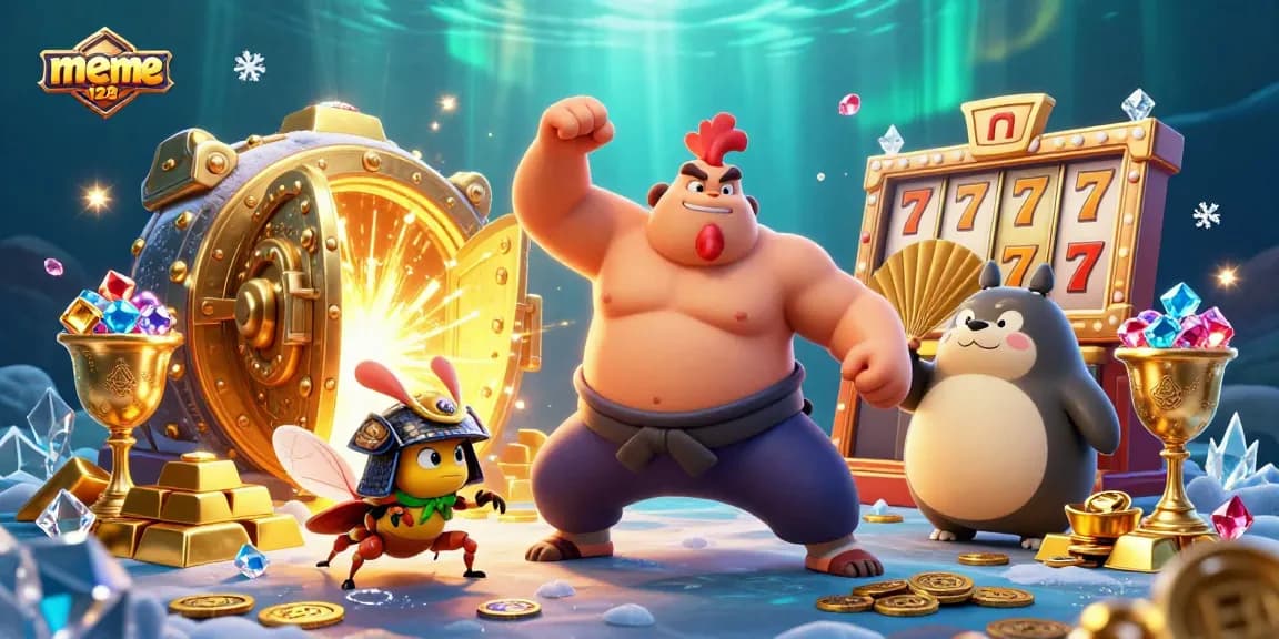 Unleashing excitement at meme128 with a sumo rooster, samurai cricket, and treasure!