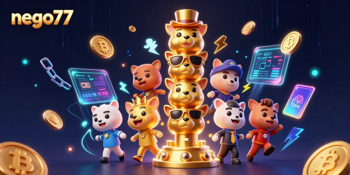 Engage with the exciting world of nego77 as the golden totem stands central amidst dynamic casino-themed elements.