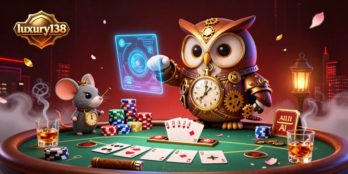 Experience the thrills at luxury138 with vibrant poker and casino elements in a dynamic 3D illustration.