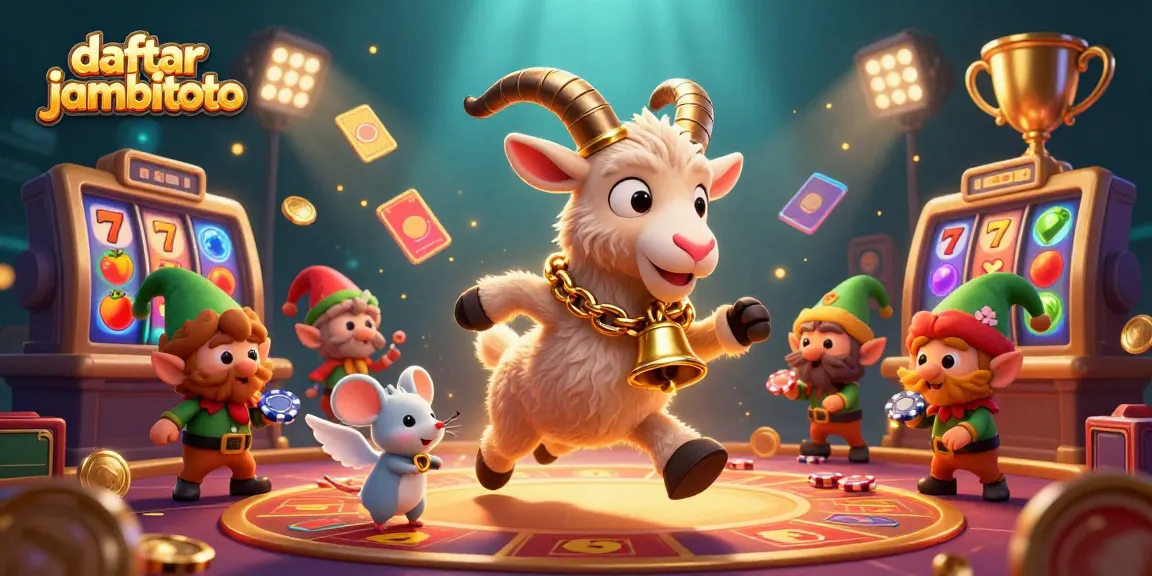 Engage with daftar jambitoto in a magical casino scene with Krampus, angel mouse, and elf gremlins.