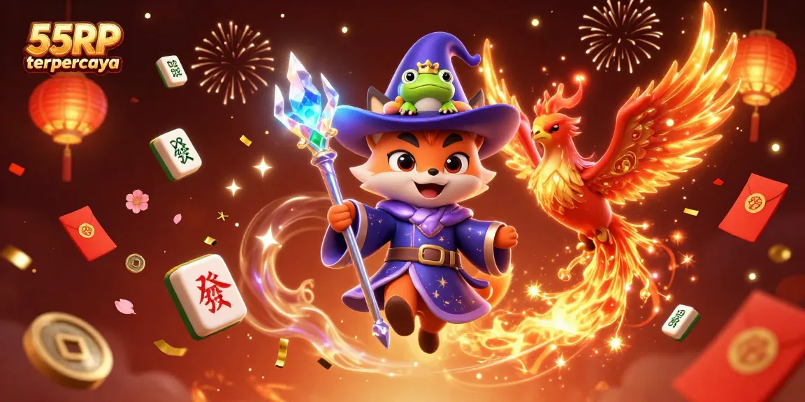 Experience the excitement of 55RP terpercaya with vibrant 3D casino elements and magical characters.