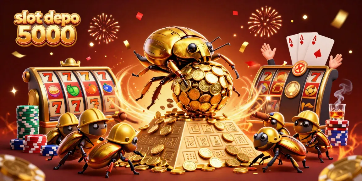 Engage with the exciting world of slot depo 5000 featuring golden beetles and dynamic casino elements.
