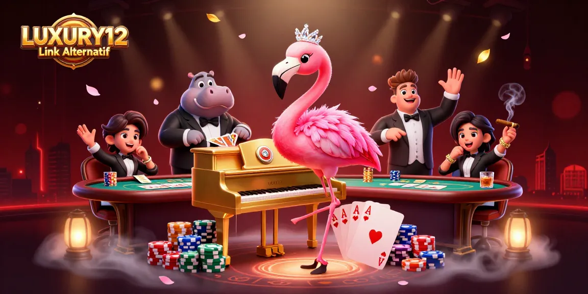 Engage with the vibrant LUXURY12 Link Alternatif gaming scene featuring animated casino characters and dynamic slot elements.
