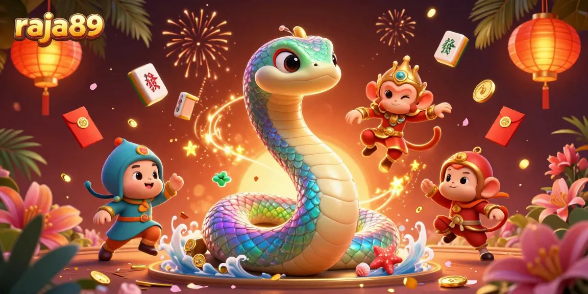 Feel the excitement of raja89 as you enjoy vibrant, colorful gaming elements and characters celebrating together.