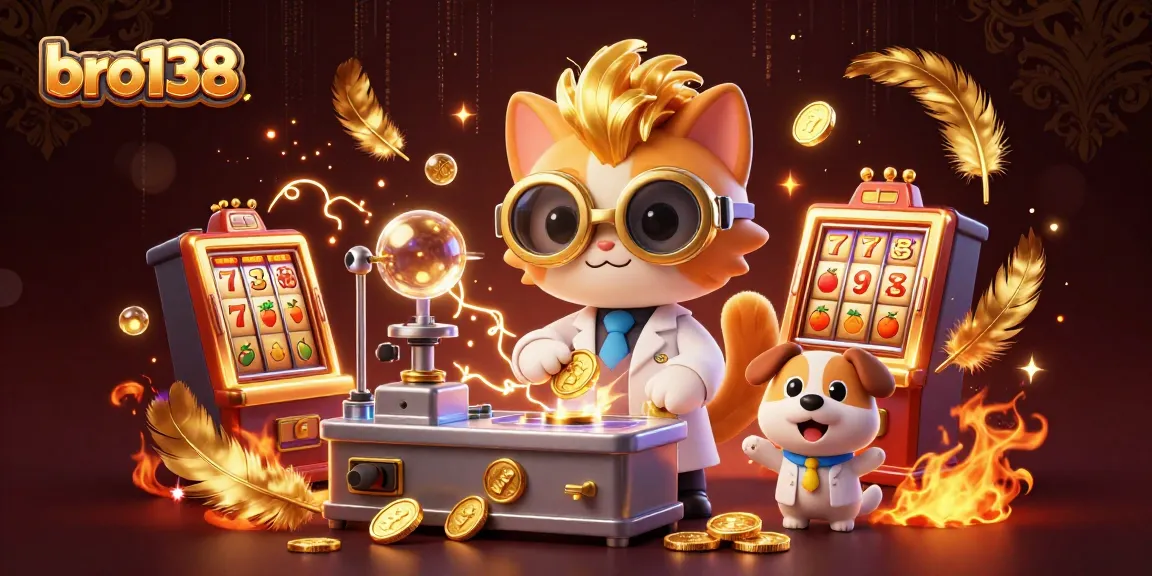 Spin to win with bro138 in a vibrant casino scene featuring gold coins and slot machines.