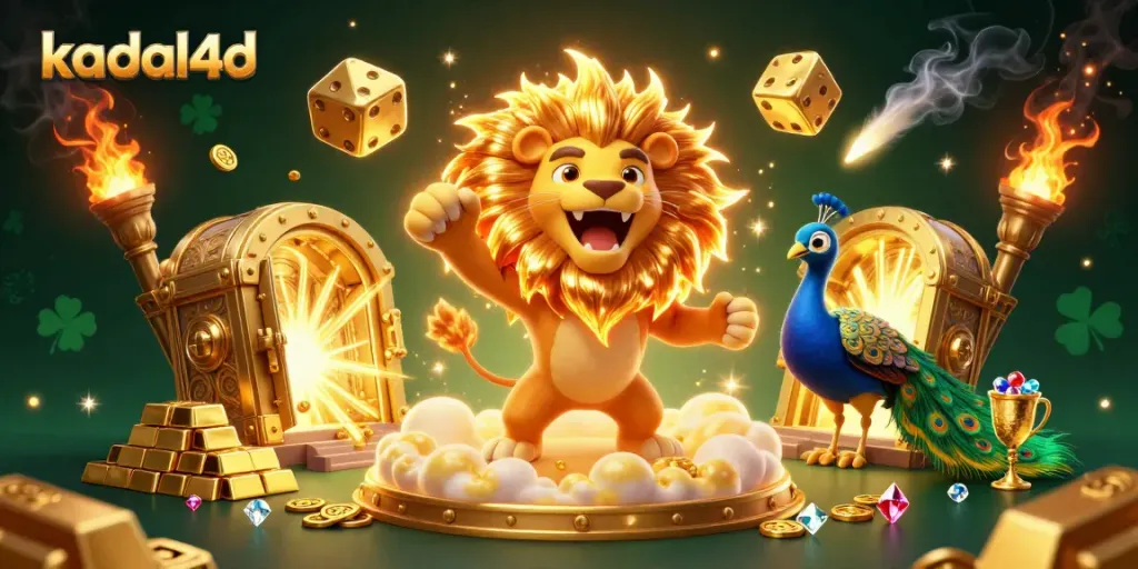 Experience exciting wins at kadal4d with golden treasures and lucky symbols in this vibrant casino scene.