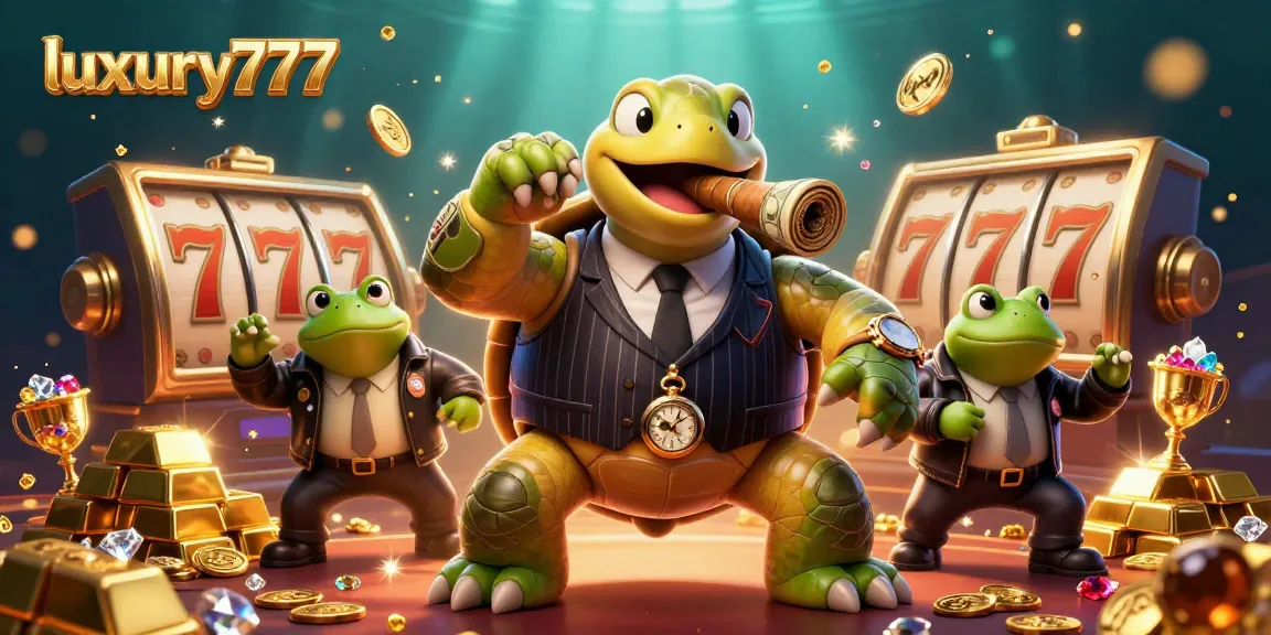 Experience luxury777 excitement with a vibrant casino-themed scene showcasing slot reels and a joyful jackpot.