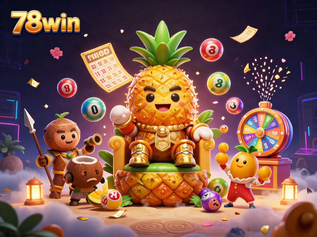 Engage with the 78win casino experience featuring vibrant lottery elements and a playful beach scene.