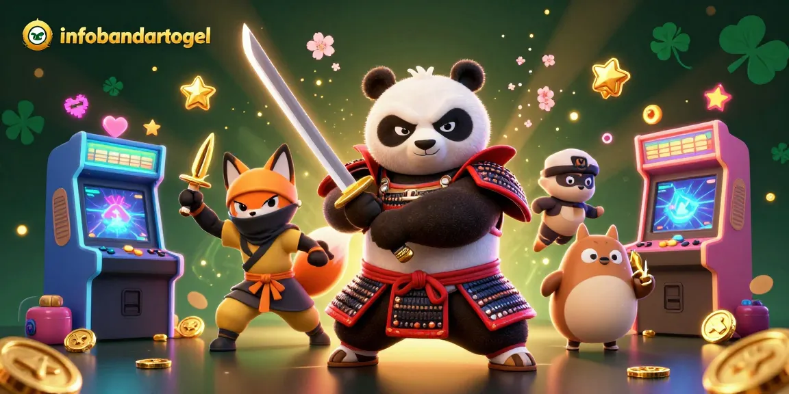 Experience the excitement of gaming with infobandartogel featuring vibrant samurai panda and ninja fox in a thrilling casino scene.
