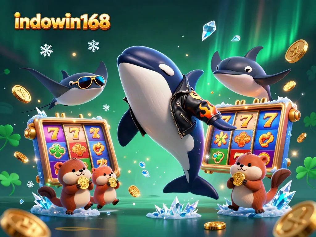 Apresiasi kemeriahannya dengan indowin168, menggambarkan orca, stingray, dan beruang laut yang berpartisipasi dalam permainan slot yang memukau.