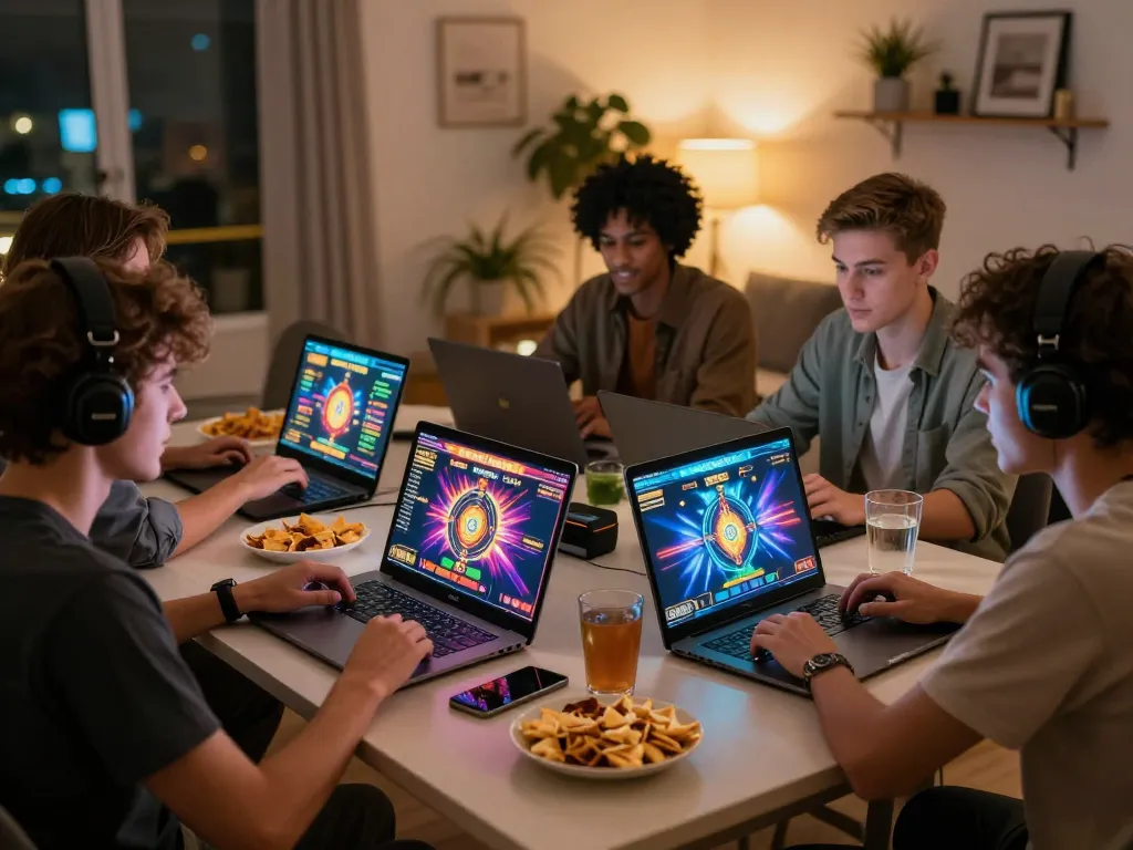 Teman-teman menikmati permainan slot online VIRUS88 di ruang permainan yang mengundang.
