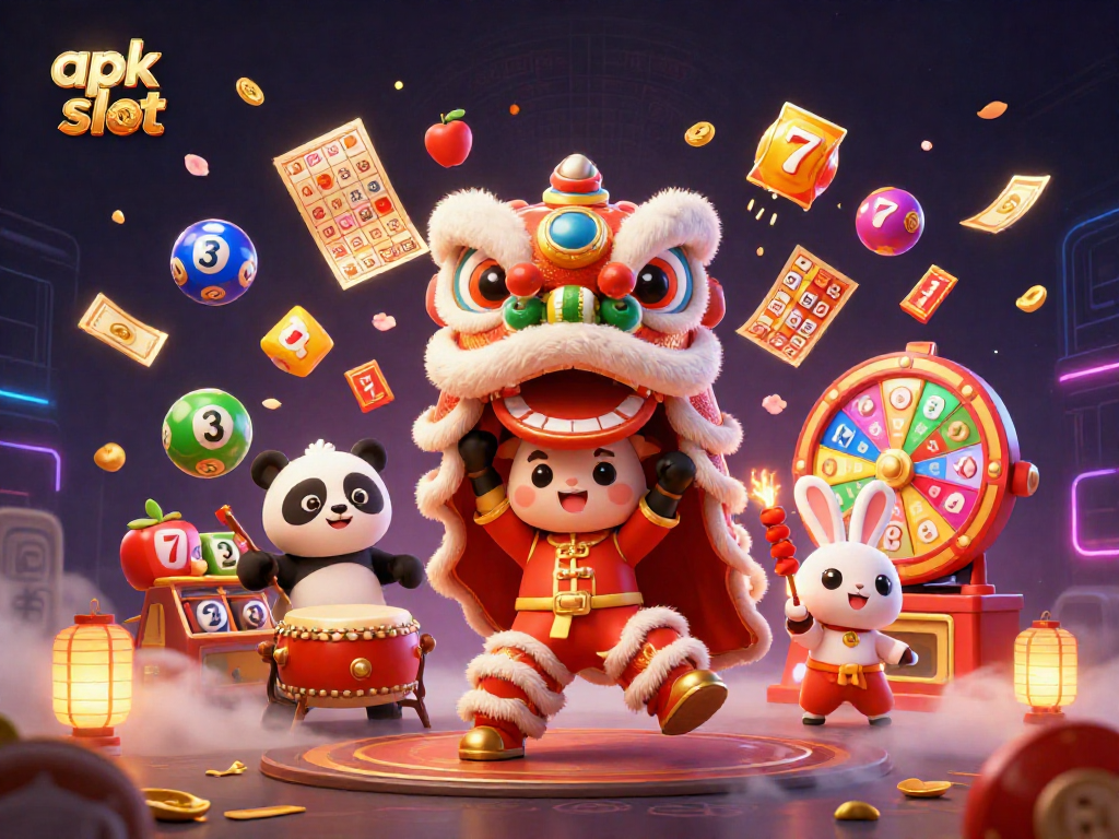 Experience apk slot excitement with vibrant characters, slot reels, and a lively casino atmosphere.