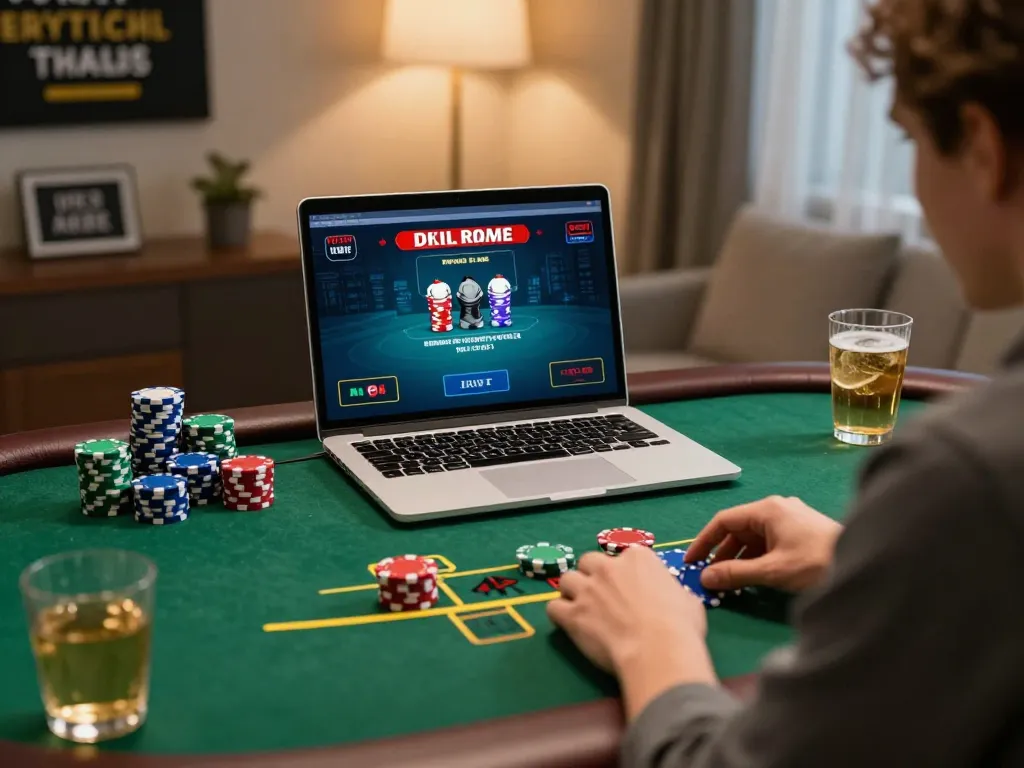 Engaging in online blackjack gameplay while strategies and chips are visible, embracing qq mobil.
