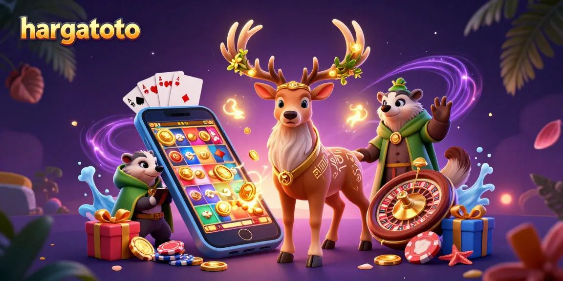 Engage in hargatoto slot games with 3D characters amidst dynamic gambling elements.