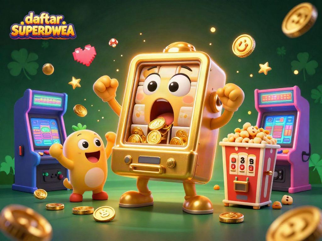 Experience the excitement of daftar SUPERDWEA with vibrant casino game characters celebrating jackpots.