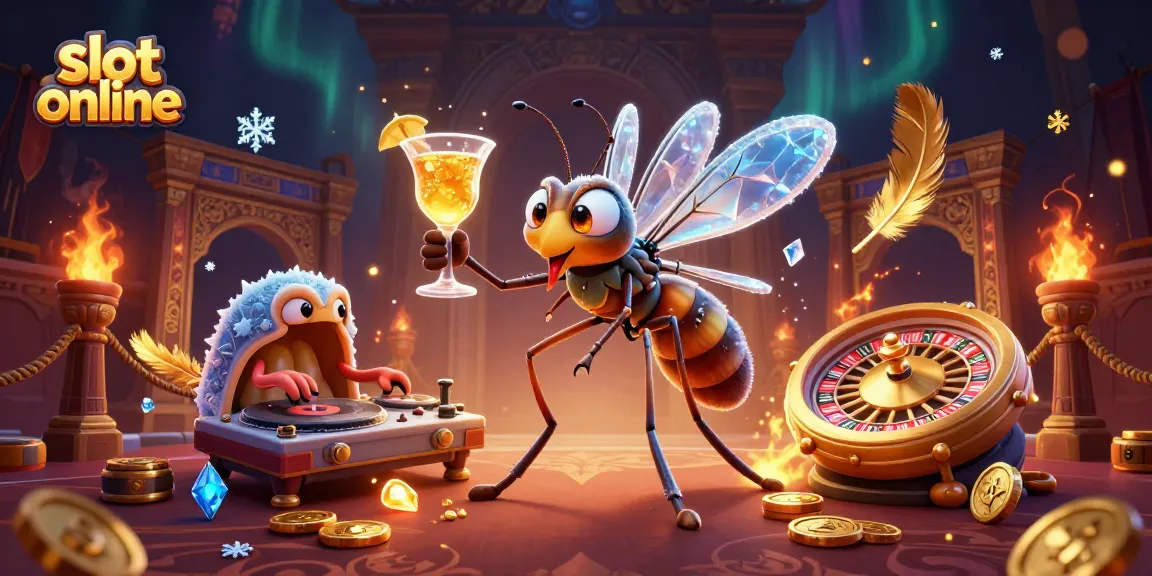 Mainkan slot online dengan simbol unik dalam ilustrasi kasino penuh warna.