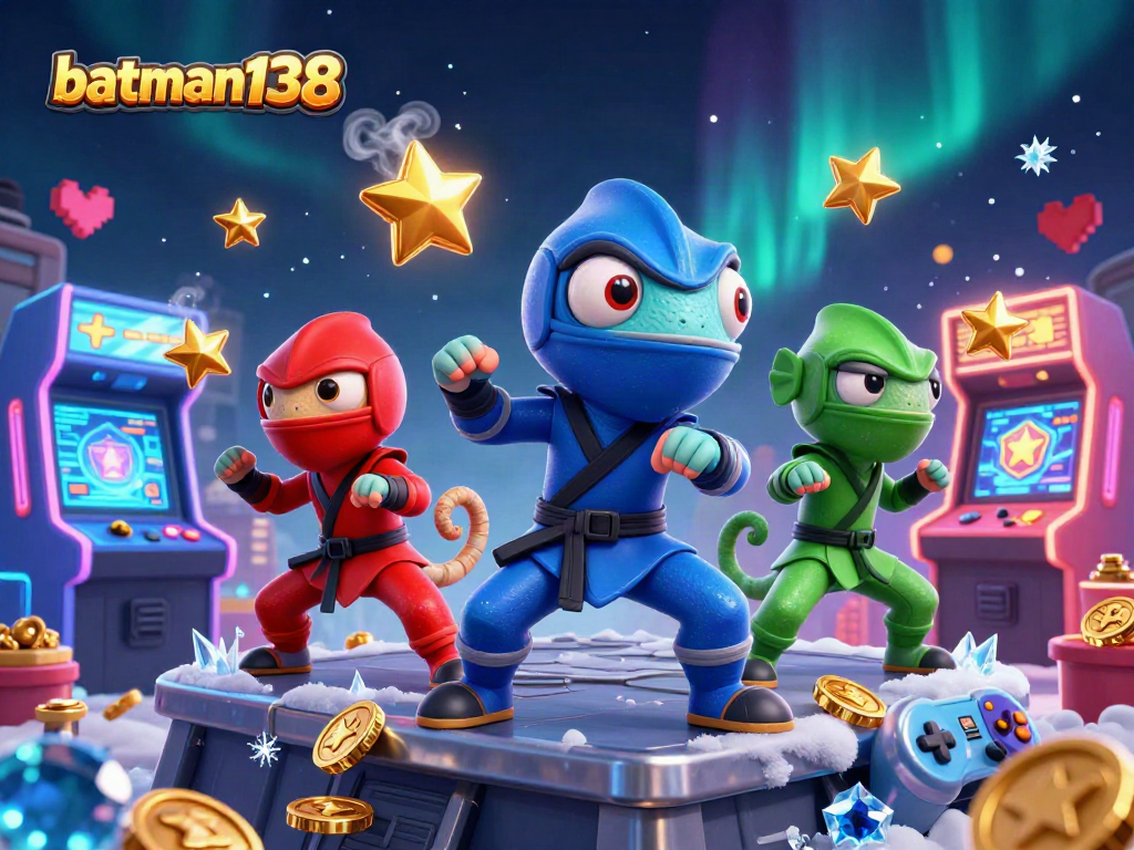 Engage with batman138 for thrilling gaming action featuring ninja chameleons and vibrant casino elements.