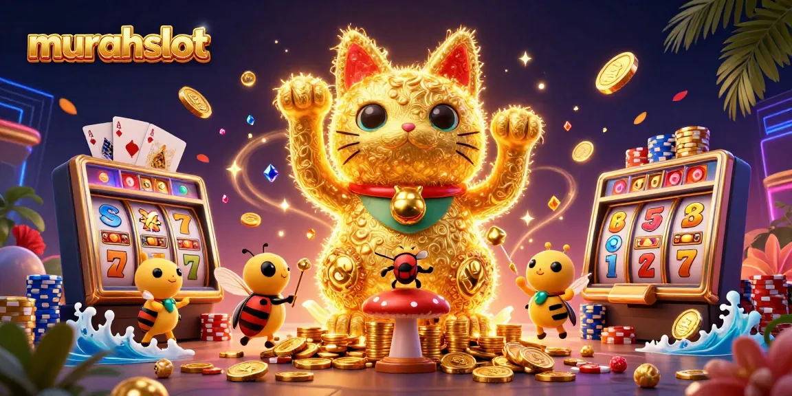Engage in exciting wins with murahslot as golden fireflies and a lucky cat delight in the casino.