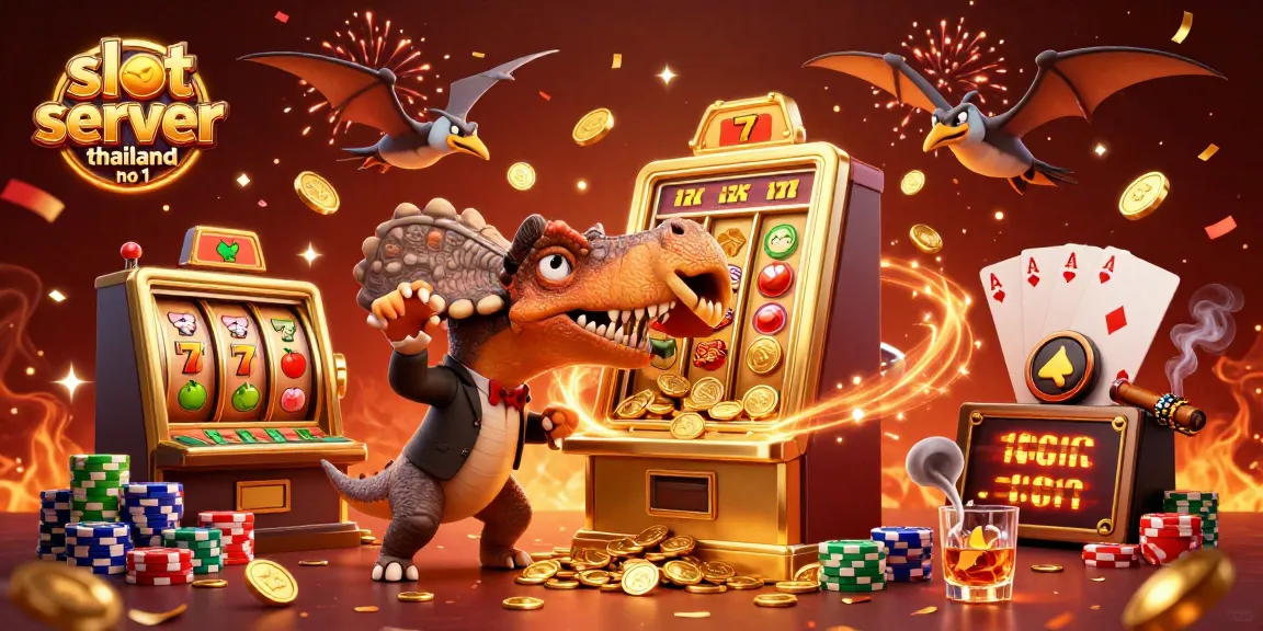 Engage with the slot server thailand no 1 as a cartoon pachycephalosaurus wins a jackpot, capturing excitement.