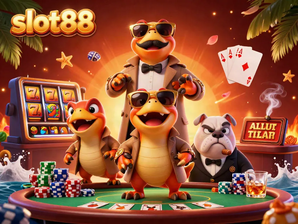 Rasakan keseruan bermain slot88 dengan ilustrasi 3D tiga raptor dalam kasual VIP.
