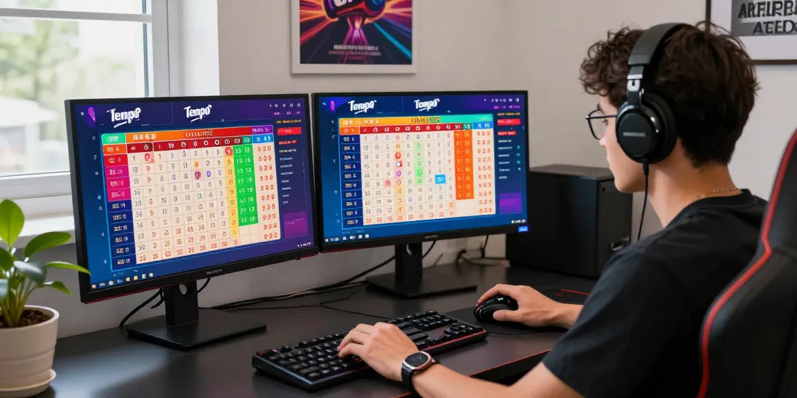 Player engaged in tempo toto online lottery gaming with vibrant dual screens.