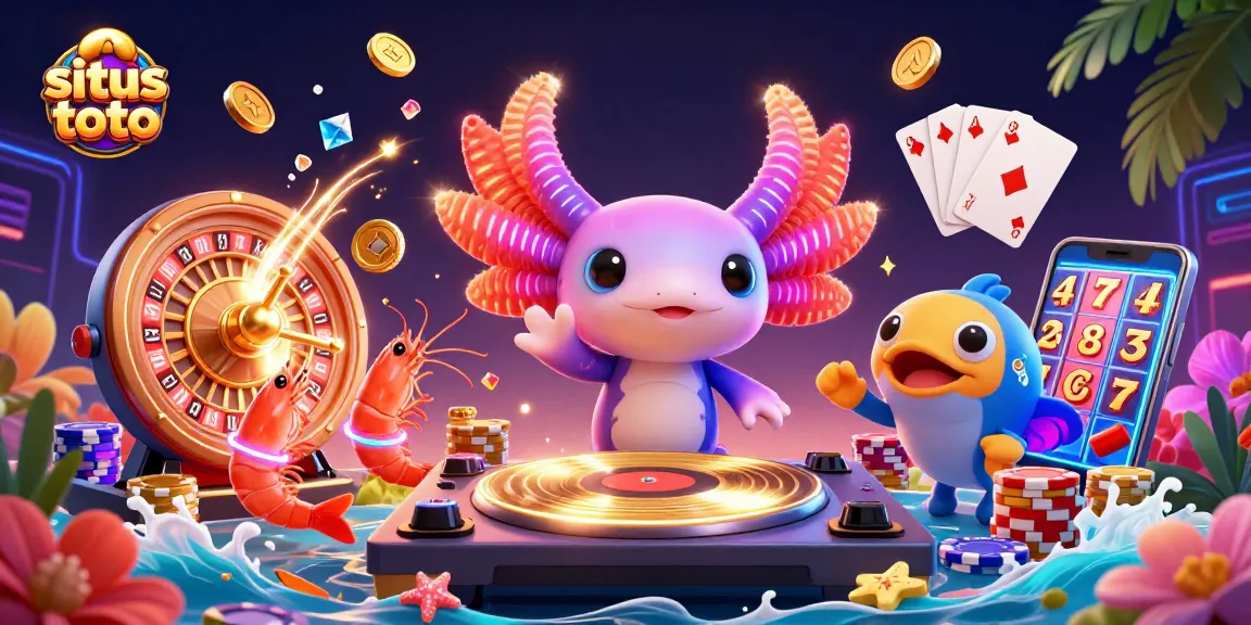 Memantau situs toto dengan ilustrasi 3D yang menampilkan karakter kartun dan elemen kasino dinamis.