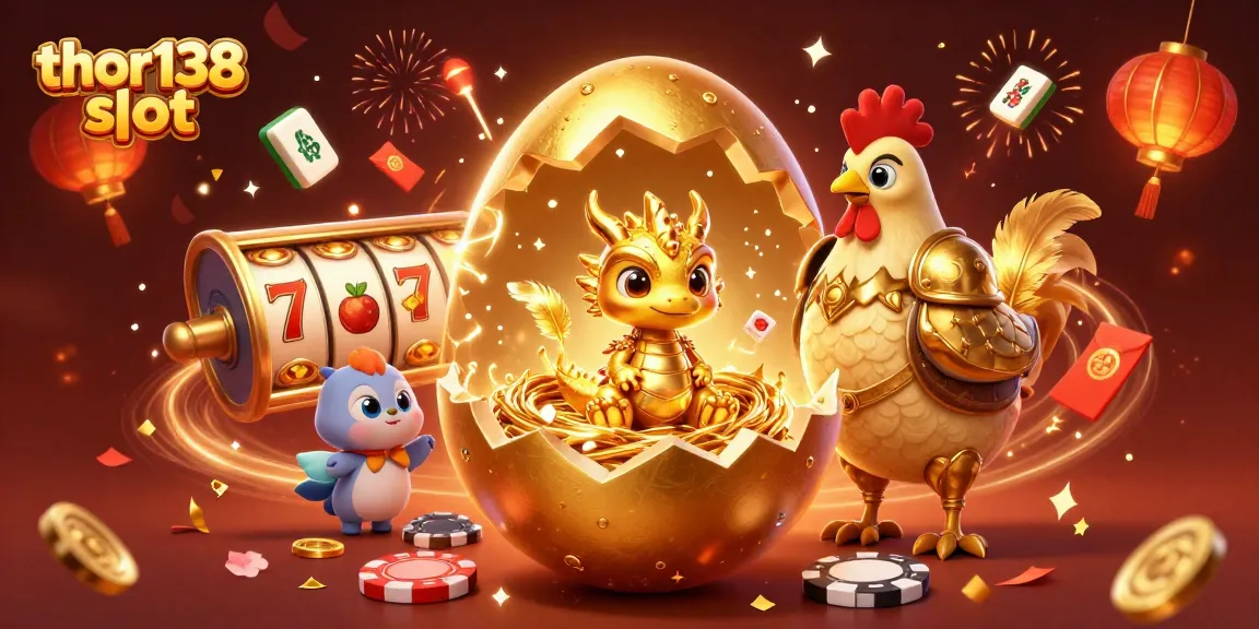 Menggali peluang menang di thor138 slot dengan naga emas dan simbol keberuntungan.
