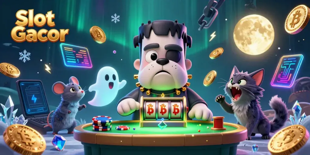 Menang Slot Gacor saat bermain mesin slot dengan karakter unik dan elemen kasino