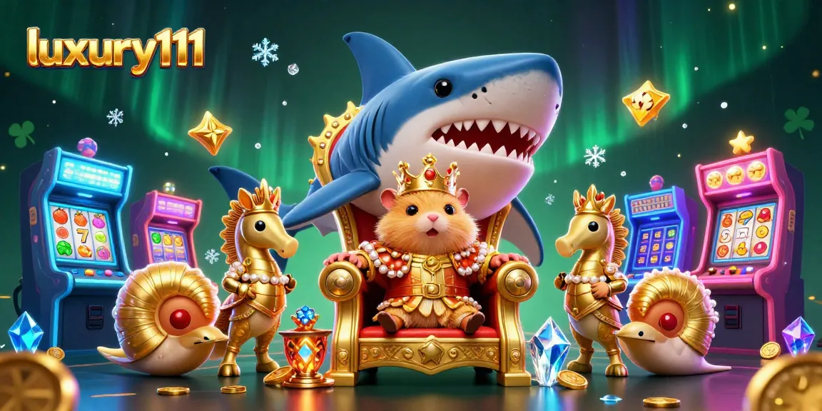Engage with the spectacular luxury111 throne scene featuring a hamster king, surrounded by vibrant slot elements.