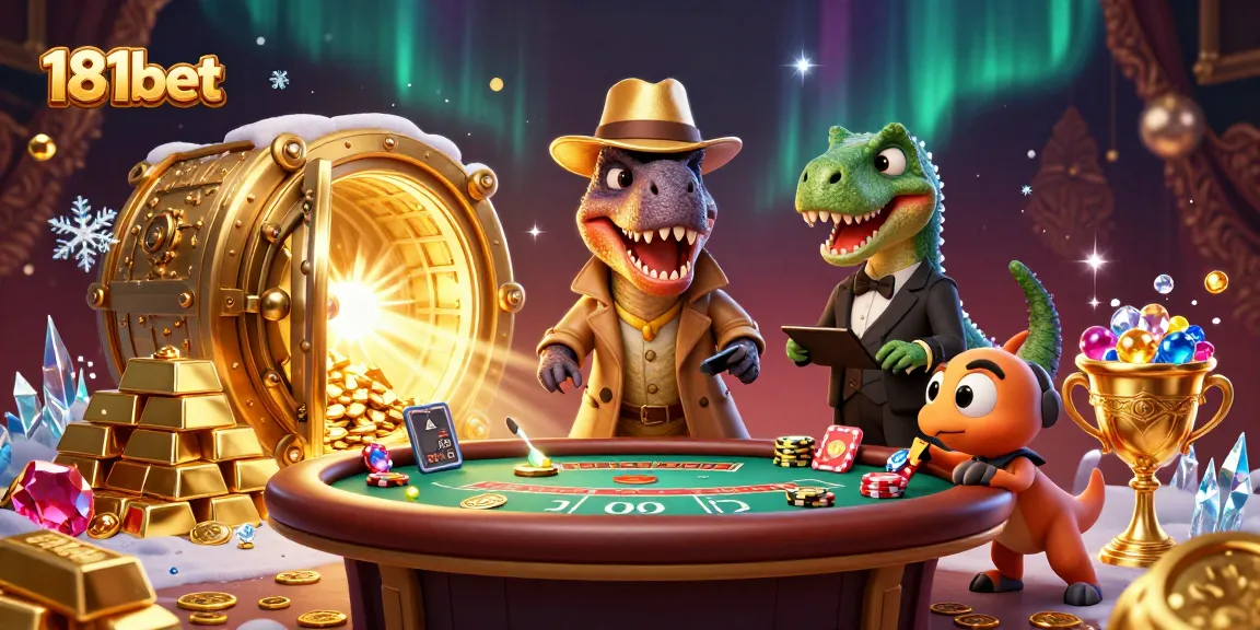 Experience thrilling gameplay at 181bet's dynamic casino scene with amusing characters and vibrant treasures.