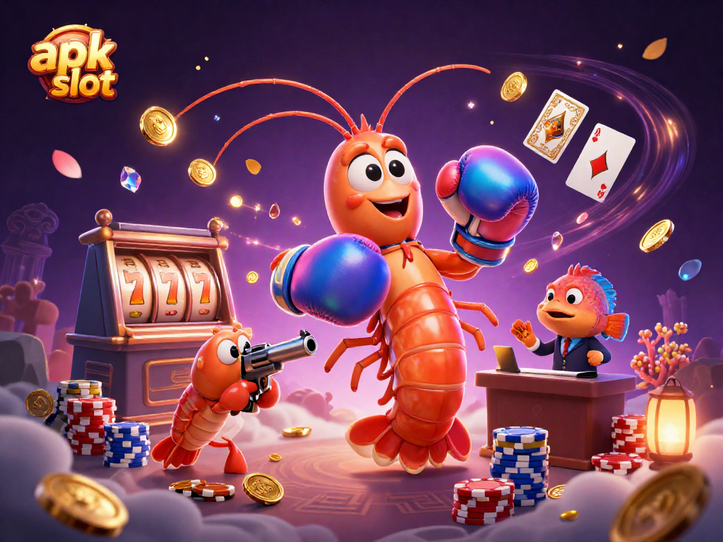 Gambarlah aksi slot apk dengan udang mantis di sarung tinju dan koin emas bertebaran.