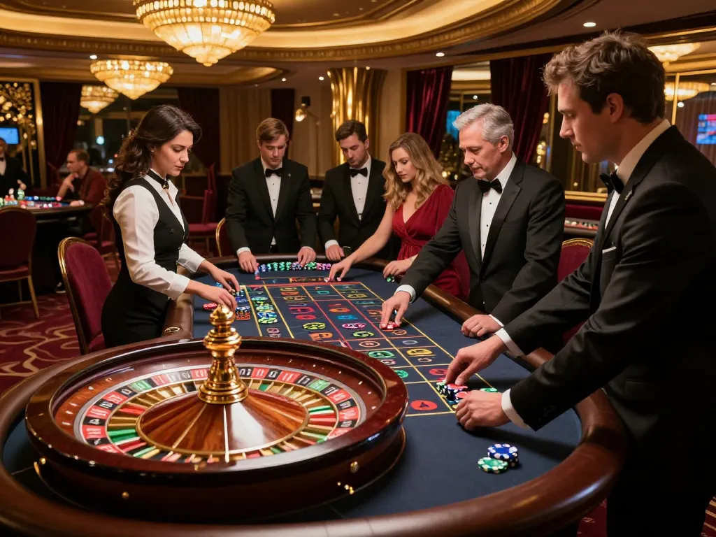 Rasakan permainan roulette yang mendebarkan di m88 Indonesia dengan para pemain yang antusias di meja kasino mewah