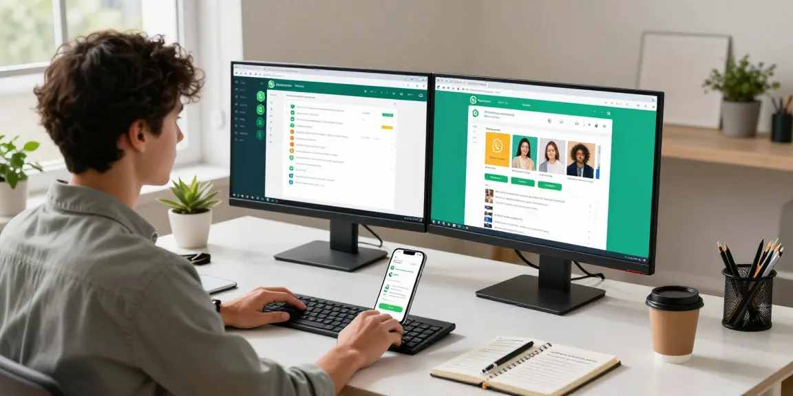 Engaging workspace scene of WhatsApp網頁版 usage on desktop with vibrant message displays.