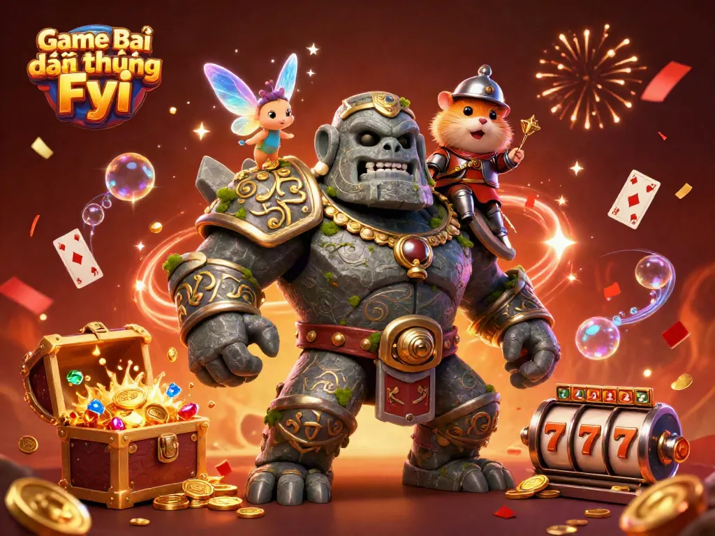 Engage with Game Bài Đổi Thưởng Fyi as unique characters illuminate a vibrant casino scene.