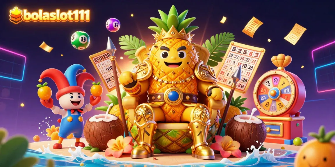 Bollaslot111 offers an engaging 3D casino scene with vibrant lottery elements and characters.