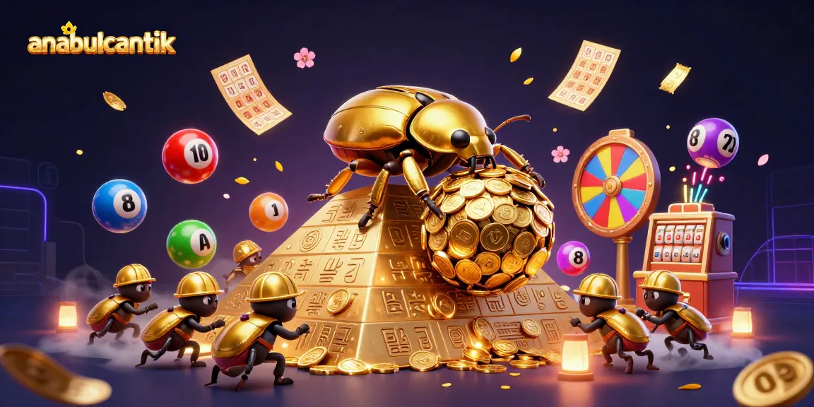 Memenangkan lotere dengan anabulcantik, ilustrasi 3D yang kaya warna dan elemen permainan menarik.
