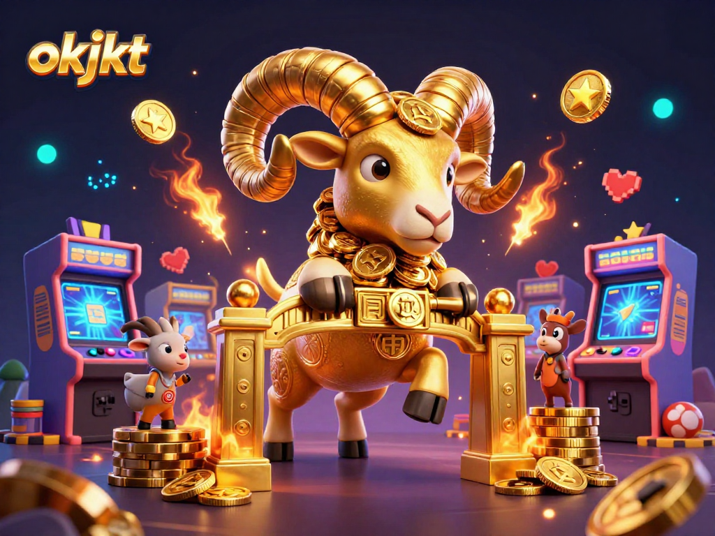 Memainkan okjkt dengan cepat, ram berbulu emas dan mesin slot 3D penuh koin, menciptakan pengalaman bermain yang menarik.