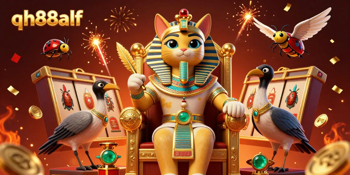 Engage with the vibrant casino scene featuring the pharaoh cat and ibis scribe at qh88alf for exciting gaming.
