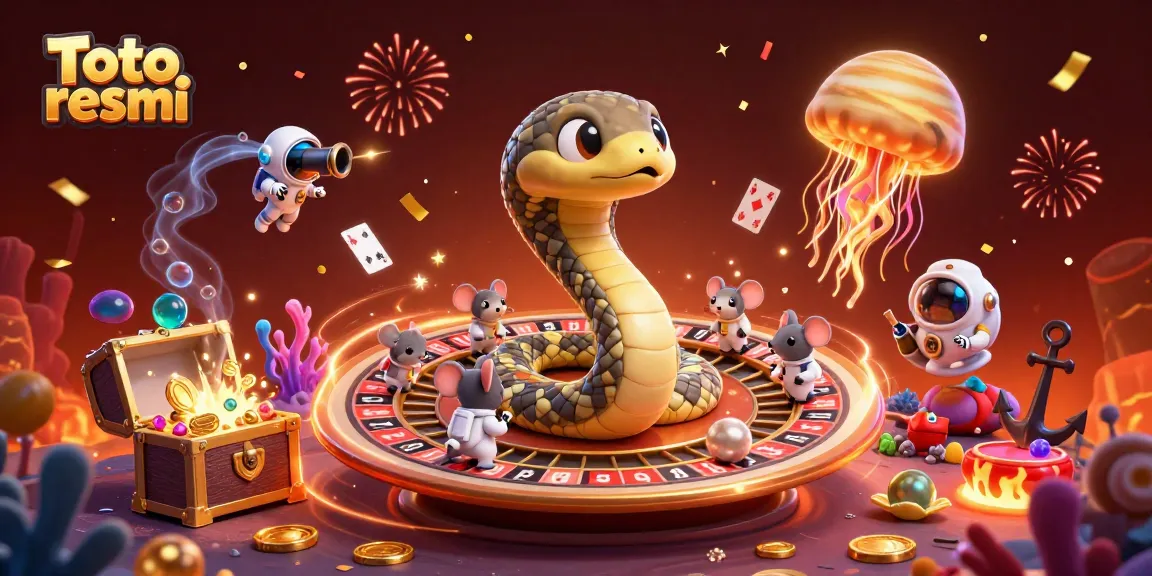 Engage with Toto resmi as tiny astronaut mice place bets on a roulette wheel made of Saturn's rings, all amidst vibrant cosmic elements.