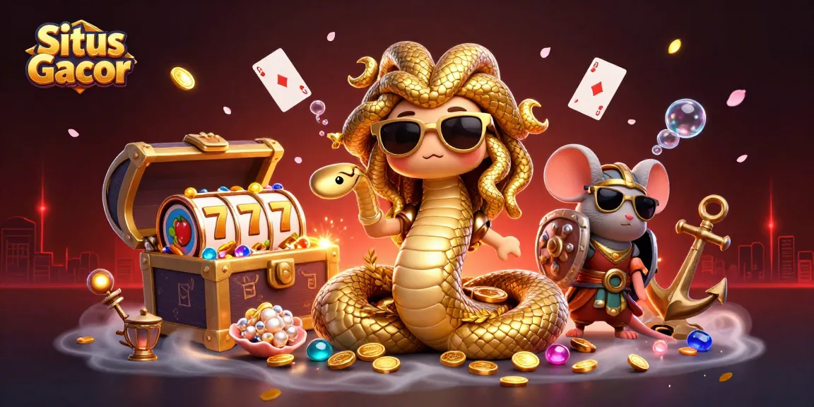 Situs Gacor menawarkan pengalaman bermain slot yang memukau dengan peluang besar melalui ilustrasi Medusa dan karakter lainnya.