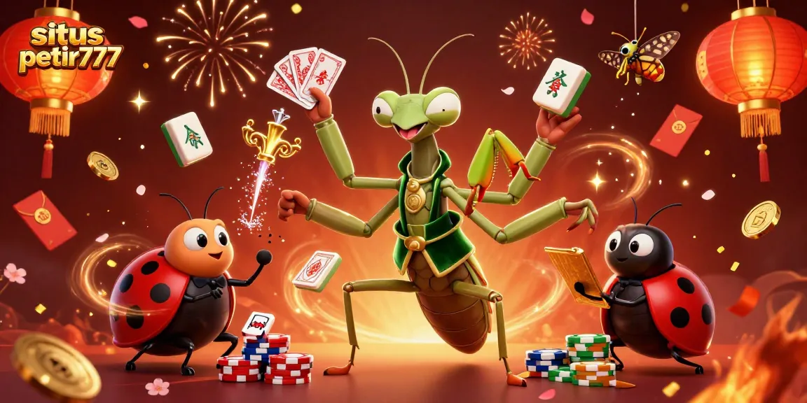 Engage with situs petir777's vibrant gaming scene featuring a card sharp, pit boss, and festive decorations.