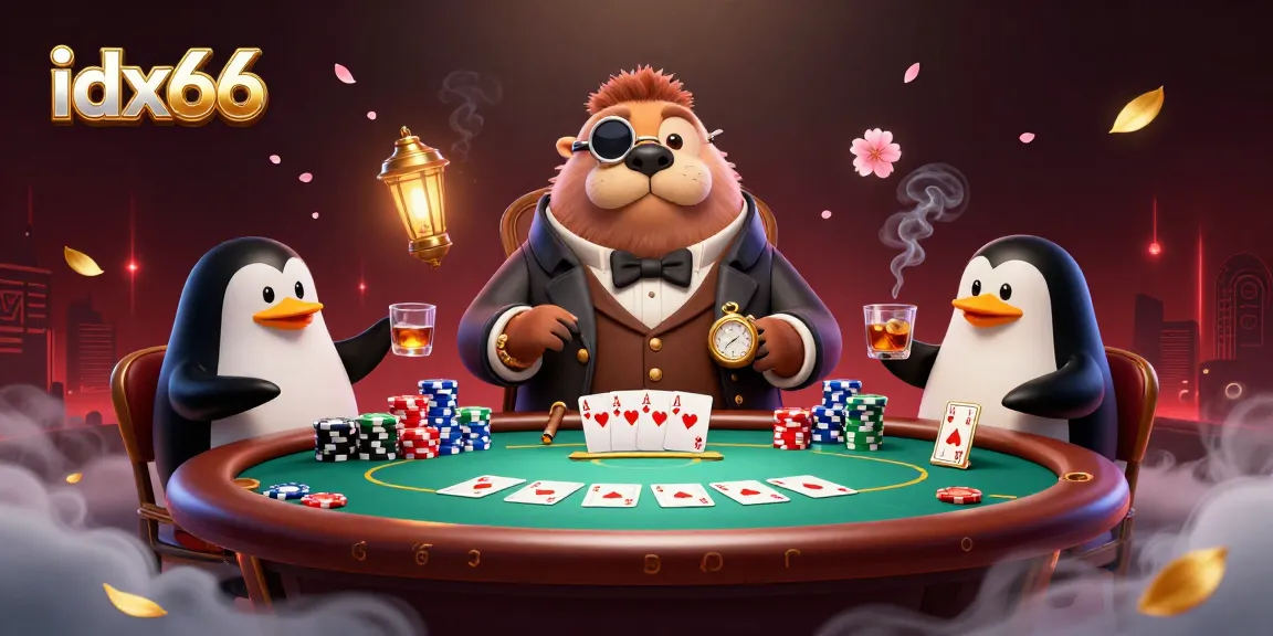 idx66 menang di permainan poker dengan walrus jolly dan dealer penguin yang canggih