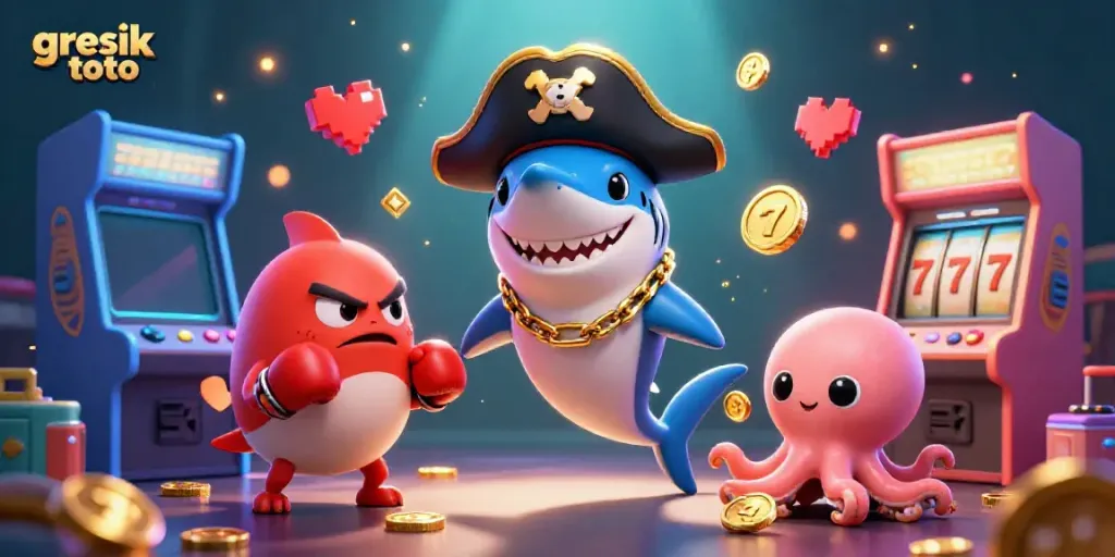 Experience exciting gaming with Gresik Toto, featuring vibrant characters and dynamic slot action!