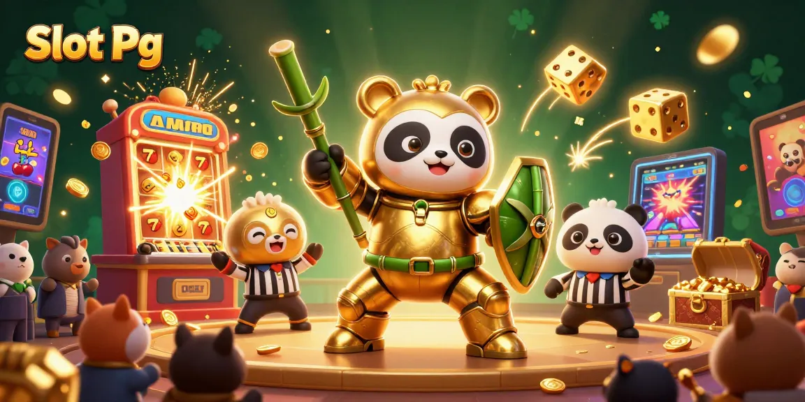 Engage in exciting gameplay with Slot Pg, featuring a golden panda and a bursting jackpot scene filled with vibrant symbols.