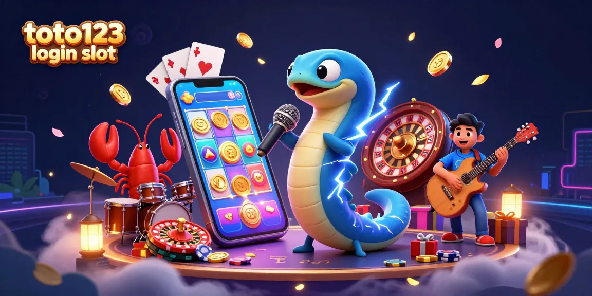 Experience thrilling wins with toto123 login slot in a vibrant underwater casino scene featuring animated characters.
